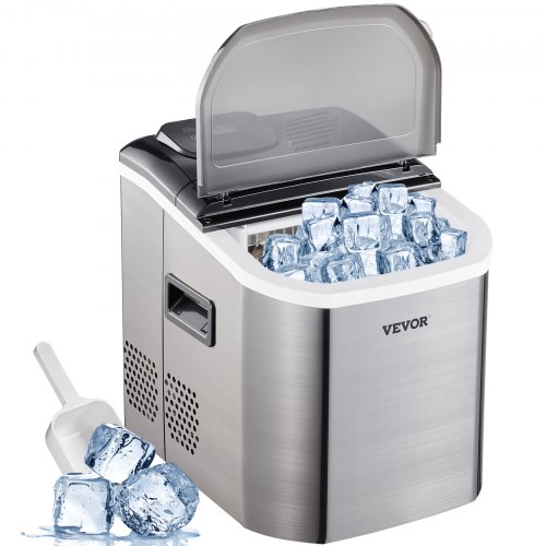 VEVOR Máquina de Hielo Portátil 18 KG por 24H Máquina Silenciosa para Hacer Hielo Máquina de Hielo para Casa Portátil Máquina para Hacer Cúbitos de Hielo Máquina de Cúbitos de Hielo
