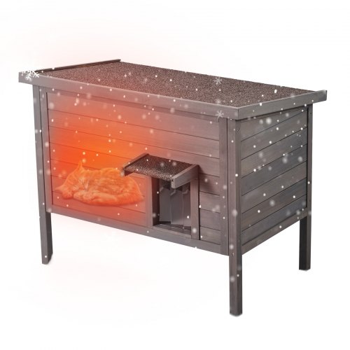 VEVOR Casa para gatos de exterior resistente a la intemperie, refugio para gatos salvajes para varios gatos, casa de madera para gatos y conejos con aislamiento de espuma en todos los lados, techo abierto, puertas con solapas de PVC, 34" de largo x 22" de