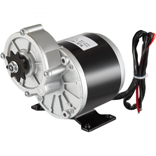 VEVOR Motor Eléctrico Cepillado de 24 V CC, Motor de Reducción de Engranajes de 350 W y 3000 RPM, Motor de CC Cepillado con Piñón de 9 Dientes para Cadena #410 para Bicicleta Eléctrica