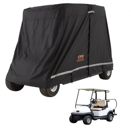 VEVOR Funda para carrito de golf de 4 pasajeros, cubierta completa de poliéster 600D, universal para la mayoría de las cubiertas de coches de club, impermeable, resistente al sol y al polvo, funda par