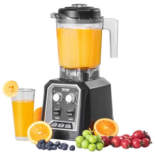 VEVOR Licuadora Profesional de Mostrador, Licuadora Combinada con Jarra de 68 oz, 3 Funciones, Acero Inoxidable, para Bebidas Congeladas, Batidos, Licuados, Negro, 240 x 198 x 440 mm, 2 L