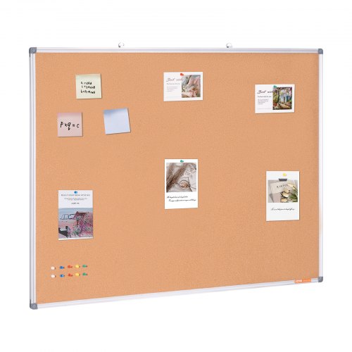 VEVOR Tablero de corcho grande 120 x 90 cm Tablón de anuncios montado en la pared con tablón de anuncios Marco de aluminio Tablero de corcho Perfecto para escuela, hogar, oficina