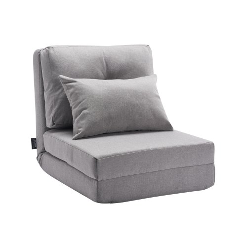 VEVOR Sillón de Piso Convertible Abatible con 5 Posiciones, Sofá Cama Plegable Tapizado con Respaldo Ajustable, Marco de Metal y Almohada, Sofá Cama Plegable para Sala de Estar y Dormitorio, Gris