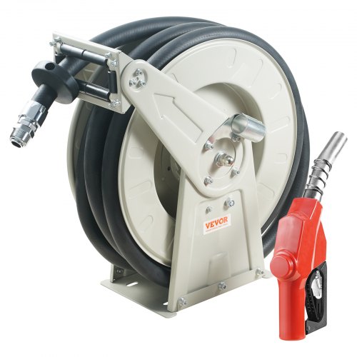 VEVOR Carrete de Manguera de Combustible 19 mm x 15,24 m Carrete de Manguera Diésel Retráctil Extra Largo Boquilla de Combustible Automática de Caucho NBR 300 PSI para Barco, Vehículo, Camión Cisterna