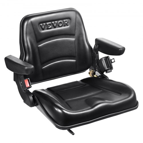 VEVOR Asiento de Carretilla Elevadora Universal Asiento de Tractor Plegable Respaldo de Ángulo Ajustable Micro Interruptor Cinturón de Seguridad Reposabrazos Ranura Extendida 160-340mm para Excavadora
