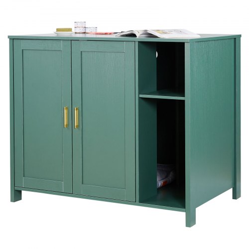VEVOR Muebles de Baño Oculto para Gatos 1050 x 680 x 885 mm, Armario para Arenero con Toma de Corriente Integrada, Mueble con Estante Compatible con la Mayoría de las Cajas de Arena, Verde Oscuro