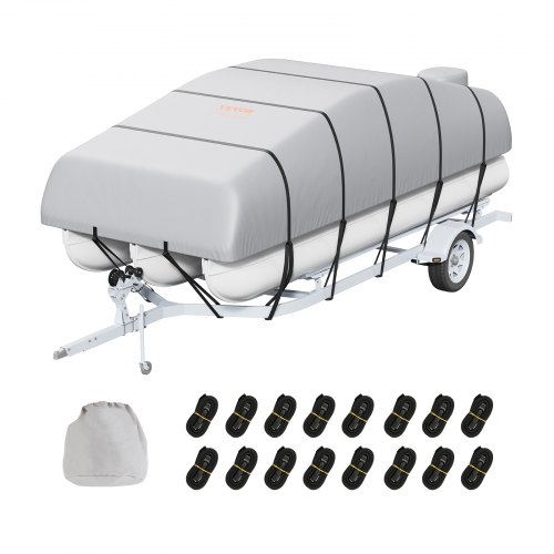 VEVOR Cubierta para Pontón de Barco, Cubierta Impermeable para Pontón Remolcable de 5790-6090 mm, Tela Oxford de PU de Grado Marino 800D con Cubierta de Motor, Ancho de Haz de 2430 mm, Color Gris