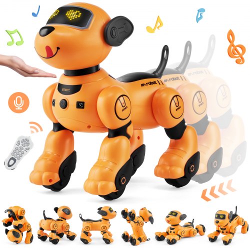 VEVOR - Juguete robot para perros con control remoto, 2,4 GHz, programable, interactivo, para niños, con función de seguimiento, control táctil y por voz, juguete acrobático RC para niños y niñas de 3 años en adelante