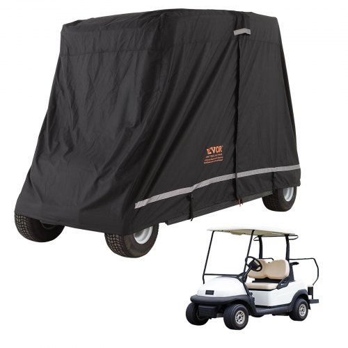 VEVOR Funda para carrito de golf de 4 pasajeros, cubierta completa de poliéster 600D, universal para la mayoría de las cubiertas de coches de club, impermeable, resistente al sol y al polvo, cubierta
