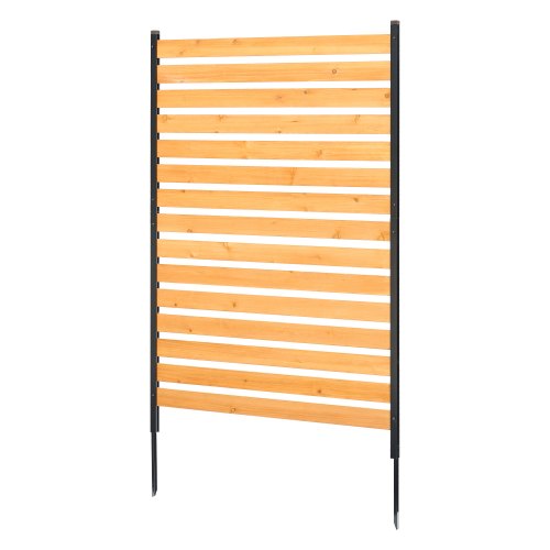 VEVOR Valla de Madera 1550 x 980 mm, Valla de Listones de 1 Panel, Cerramiento con Estacas de Metal, Valla de madera para Exteriores para Decoración de Jardín, Aire Acondicionado, Equipo de Piscina