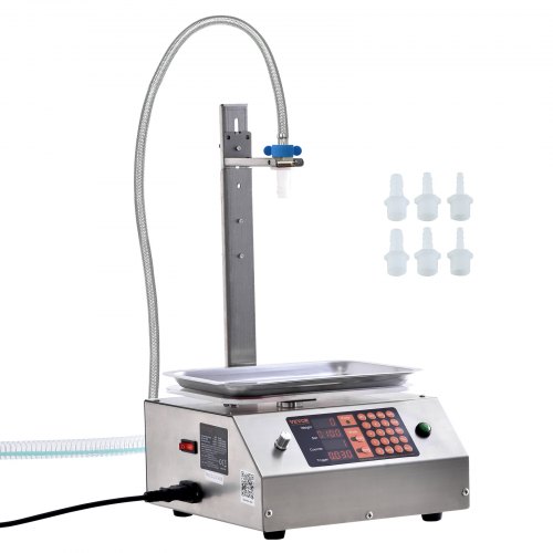 VEVOR Máquina Automática de Llenado de Líquidos Capacidad de Pesaje 30-15000g Llenadora de Botellas Bomba Peristáltica de Control Digital para Leche, Agua, Vino, Bebidas, Salsa de Soja, Boquilla Única