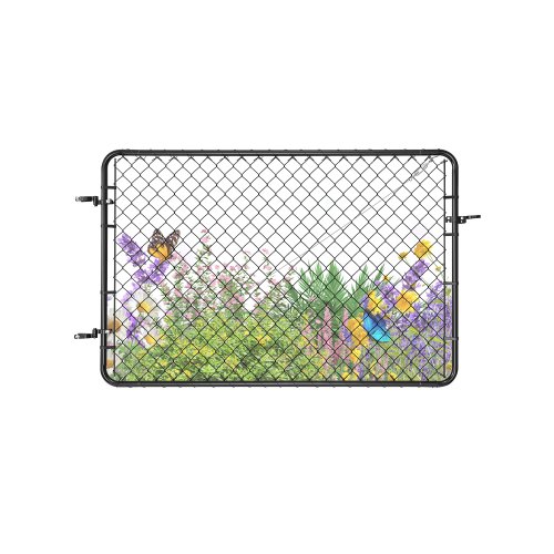 VEVOR Puerta de Valla de Eslabones de Cadena 183x122cm Panel de Valla de Eslabones de Cadena Ajustable Puerta de Valla con Revestimiento de Plástico para Abertura de Valla, Negro, Posts No Incluido