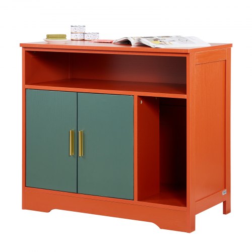 VEVOR Armario para Arena de Gatos, 792 x 430 x 710 mm, con Estante y Espacio de Almacenamiento, Caseta de Madera Moderna para Interiores, Compatible con la Mayoría de Areneros, Color Rojo y Verde