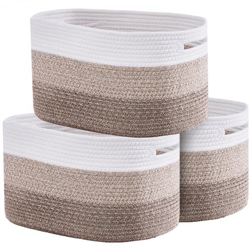 VEVOR 3 PCS Cestas de Algodón de Almacenamiento de 22 L Cesta Trenzada con Asas 380x250x225mm