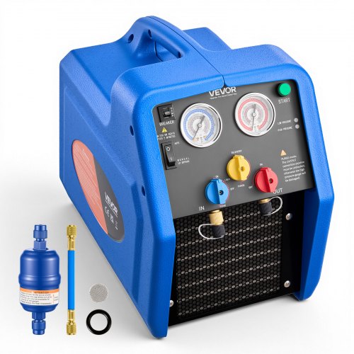 VEVOR Máquina de Recuperación de Refrigerante Portátil, 1 HP 220V 50Hz, Recuperadora de Refrigerante de Doble Cilindro, con Protección Automática, Motor de 1450 RPM, para Vapor Líquido de HVAC Autos