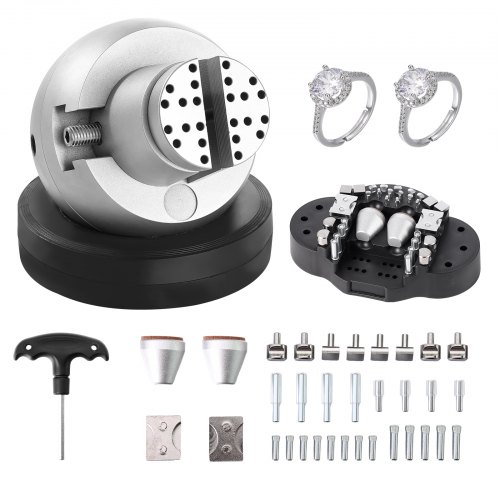VEVOR Tornillo de Banco de Bolas de Grabado 127 mm Base Giratoria de 360° Mandíbula Ajustable con 35 Accesorios, Herramienta de Ajuste de Grabado para Joyería, Fabricación de Joyas de Precisión