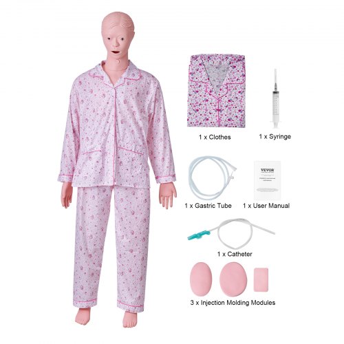 VEVOR Maniquí de Enfermería Femenino Maniquí de Cuidado del Paciente Alto de 153 cm PVC Maniquí de Entrenamiento de Enfermera Simulación Realista para Enseñanza Formación Médica de Hospital Instituto
