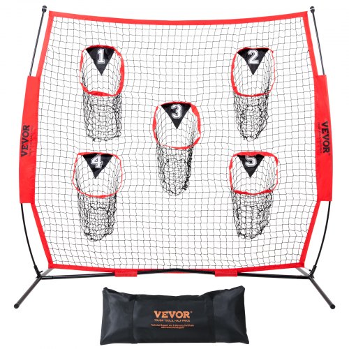VEVOR Red de Entrenamiento de Fútbol Americano Portátil Red de Pase de Rugby 246x250 cm con 5 Bolsillos para Objetivos Entrenador para Mejorar la Precisión del Lanzamiento Quarterback Béisbol Fútbol