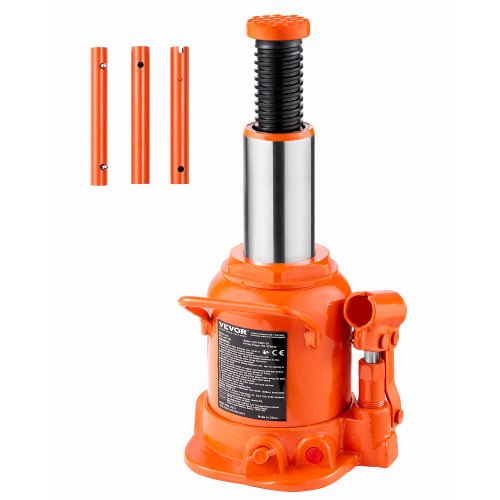 VEVOR Gato Hidráulico de Botella 20 T Manual Gato de Botella Soldado Rango de Elevación de 175-320 mm Mango Largo de 3 Secciones para Automóviles, Reparación de Automóviles, Ingeniería Industrial