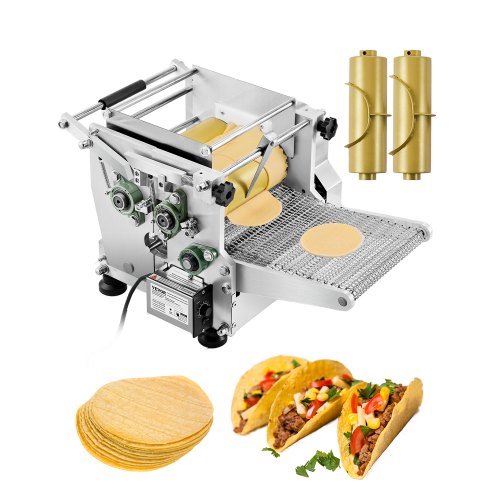 VEVOR Máquina Eléctrica para Hacer Tortillas de Maíz con Revestimiento Antiadherente y Dos Moldes, Adecuada para Productos como Sopas, Pita, Tortillas y Pizza, Chapatti, 710 x 490 x 450 mm