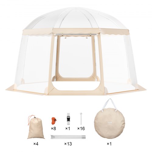 VEVOR Tienda de Campaña Deportiva 8-10 Personas 3,66x3,66x2,4 m Refugio Instantáneo Resistente a la Intemperie Transparente con Burbujas Refugio con Dosel Climático para Fútbol, Eventos Deportivos