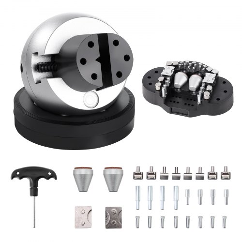 VEVOR Herramienta de Ajuste de Talla de Tornillo Alicates de Bola Profesionales de 130 mm 34 PCS, Accesorios de Bloque de Talla de Joyería Bloque, Juego Completo de Prensa de Grabado con Altura 38 mm