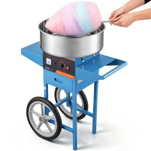 VEVOR Máquina Eléctrica de Algodón de Azúcar, Máquina Comercial de Algodón de Azúcar de 1000 W con Tazón de Acero Inoxidable, Cuchara de Azúcar y Cajón, Perfecta para el Hogar, Fiesta Familiar, Azul