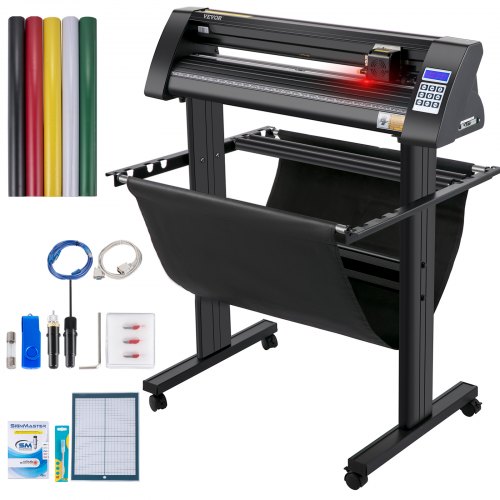 VEVOR Vinyl Cutter, 720mm Vinyl Plotter, LED Screen Plotter Cutter, Semi-Automatical Built-in Optical Eye for Accurate Guiding, Compatible with SignMaster Software for Windows System with Stand