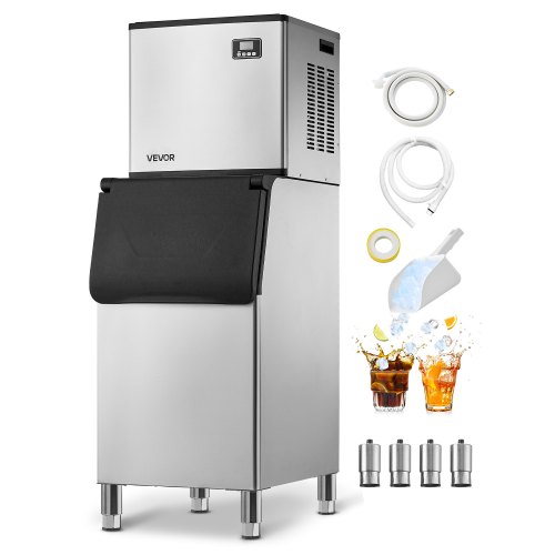 VEVOR Commercial Ice Maker Machine, 249.5 kg/24H Ice-Making Machine with 136 kg Large Storage Bin, Auto Self-Cleaning Ice Maker with Touchscreen for Bar Cafe Restaurant Business Commercial
