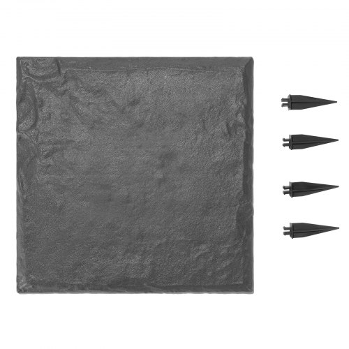 VEVOR Garden Stepping Stones, 4Pcs 39.5x39.5 cm Decorative Stepping Stones with Stakes, Weather-Resistant Plastic Pathway Pavers, Smooth Surface, Outdoor Walkway for Lawn Patio Landscape, Grey