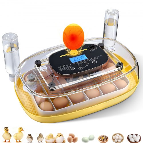 VEVOR 24 Egg Incubator, Automatic Egg Turner with LED Candler, Temperature & Humidity Control, 360° View Clear Window, Auto Water Refill, Poultry Eggs Incubators for Hatching Chicks Ducks Goose Quail