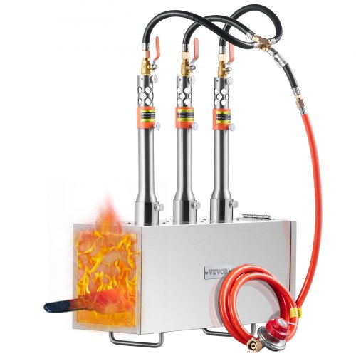 VEVOR Portable Propane Forge, 3 Burner Farrier Forge, 2600℉ Tool and Knife Making Blacksmithing Gas Forge, Large Capacity Square Stainless Steel Gas Forging Tools and Equipment for Metal Forging