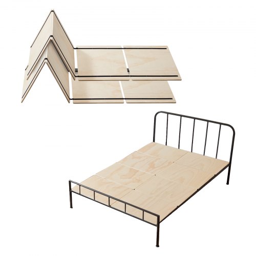 VEVOR Full Size Bunkie Board, 10 mm Foldable Bed Board Slats with Connection, Wooden Mattress Support for Full Size Bed, Support under Mattress Boards, Ready to Use, 8 Piece, Burlywood