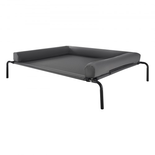 VEVOR Elevated Dog Bed for Large Dogs, Portable Raised Dog Cot with Washable Pillow, Indoor & Outdoor Pet Cooling Raised Hammock Bed with Steel Metal Frame and Breathable Teslin Mesh, XL, Gray