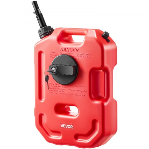VEVOR Fuel Container, 10 L, Gas Can with Spout and Lockable Bracket, 15 L/min Max Flow Rate, Secure & Leak-proof, Portable Flat Fluid Container for Most Cars Motorcycle ATV UTV, Red