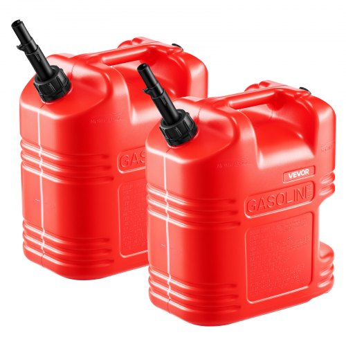 VEVOR Fuel Container, 19 L, Gas Tank with Spout & Clear Scale, 15 L/min Max Flow Rate, Secure & Leak-proof, Portable Flat Fluid Container for Most Cars Motorcycle ATV UTV, Red, 2 Packs