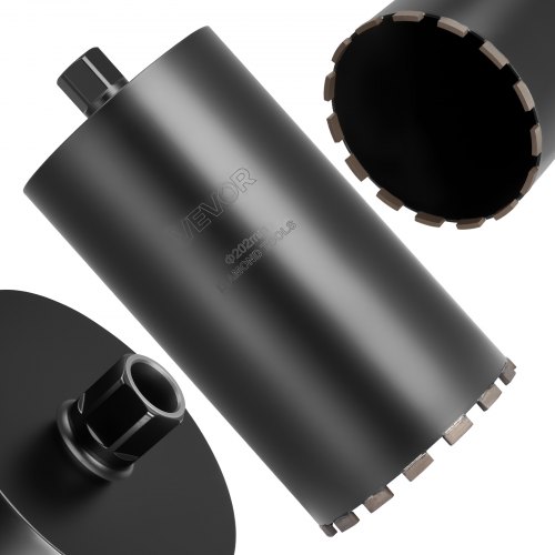 VEVOR Core Drill Bit, 203 mm Diameter, 356 mm Drilling Depth, 1-1/4 in-7 Internal Thread, High-Precision Welding Technology, Wet Diamond Core Bit for Reinforced Concrete, Red Bricks, and Masonry