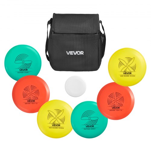 VEVOR Disc Golf Set, 6 PCS Flying Discs for Beginners, Disc Golf Starter Set, with Putter, Mid-Range, Driver, Including Mini Marker, Portable Backpack, for Outdoor Backyard, Lawn, Beach, and Park