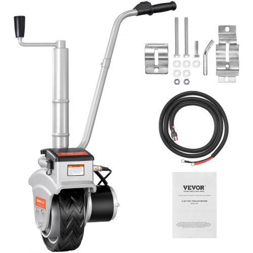 VEVOR Electric Trailer Dolly, 2268 kg Towing Capacity, 350W 12V Trailer Jockey Wheel with 6.7 m/min Moving Speed, 30.5 cm-62.9 cm Adjustable Clamp Height & 20.3 cm Rubber Tire, for Moving Trailer Caravan Boat