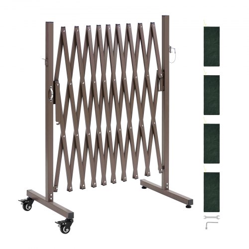 VEVOR Expandable Barricade, 3.07m Expandable Safety Barrier, Flexible Mobile Barricade with Locking Casters, Portable Folding Security Gate Metal Traffic Fence for Patio Garden Stairway