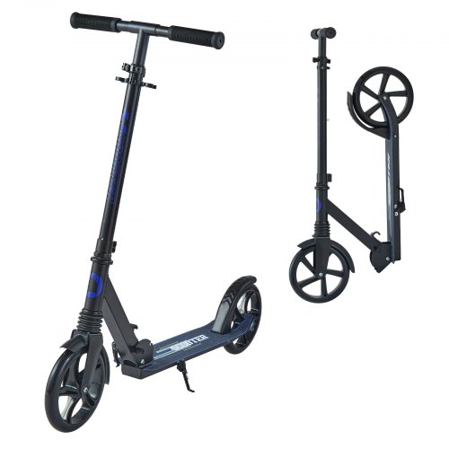 VEVOR Kick Scooter for Kids Ages 8+, Teens & Adults, 2-Wheel Toddler Scooter with Adjustable Height Handlebar, Wide Anti-Slip Deck, Foldable Lightweight for Boys & Girls up to 99.8 kg, Black + Purple
