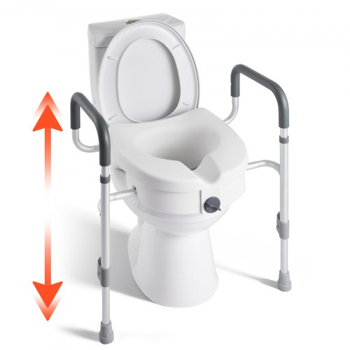 VEVOR Raised Toilet Seat with Arms, 159 kg Capacity, 127 mm Lift Height & Adjustable Width, Widened Commode Elevated Toilet Seat Riser with Handles for Seniors, Elderly, Handicap, Disabled, Adults