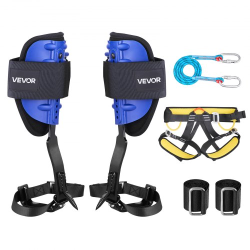 VEVOR Tree Climbing Spikes Set, Height-Adjustable Tree Climbing Gear with Straps & Harness, 159 kg Load Capacity, Heavy Duty Steel Climb Spurs Arborist Equipment for Fruit Picking Hunting