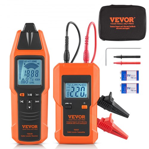 VEVOR Subterranean Wire Tracker, Up to 2.5m Detection Depth, Voltage Range 12-600V, Circuit and Line Break Locator, Extends to 6561 FT for Underground Pipes, Electric Fencing, Hidden Wires