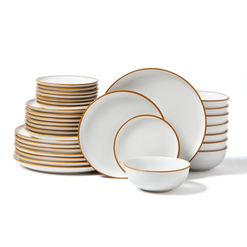 VEVOR Dinnerware Set, Service for 8  People, Round Plates and Bowls Sets, Scratch Resistant Ceramic Dinner Ware, Dishwasher and Microwave Suitable Kitchen Dishes, for Dessert Salad Soup Pasta, White