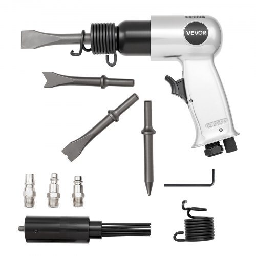 VEVOR Air Hammer, 4500BPM Pneumatic Hammer with Rust Removal Air Needle Scaler & 4PCS Chisels Round Shank, Lightweight & Compact Air Chisel Pneumatic Shovel Tool for Cutting Scraping Demolishing