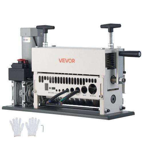 VEVOR Electric Wire Stripper Machine, 1.5-40 mm, 11 Channel Automatic Copper Cable Stripper,  370W Wire Stripper Tool with Manual Hand Crank Mode, Emergency Stop Button, for Scrap Copper Recycling