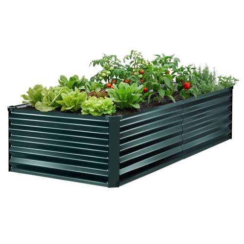 VEVOR Galvanized Raised Garden Bed, 2030 x 1020 x 460 mm, Rectangular Metal Planter Box Kit Outdoor, Rustproof Elevated Planting Box with Gloves, Alu-Zinc, for Growing Flowers Vegetables, Dark Green