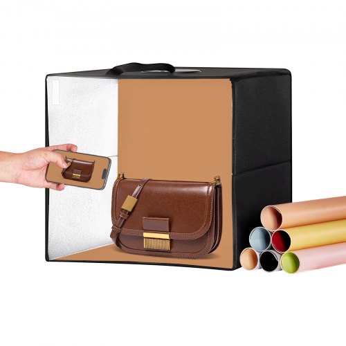 VEVOR 315x310x310 mm Photo Studio Light Box 3000-5600K 6 Double-Sided Color Backdrops