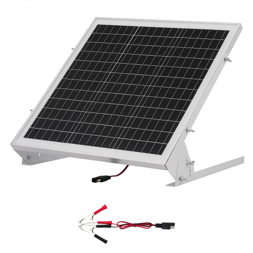 VEVOR 20W 12V Solar Battery Trickle Charger Maintainer, Mono Solar Panel Battery Charger with Built-in MPPT Controller & Adjustable Mount Bracket, IP65 Waterproof for Car Boat RV Trailer House Roof